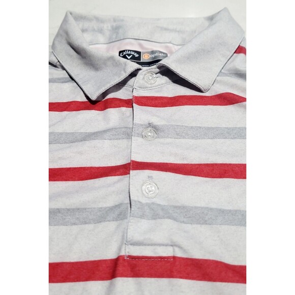 CALLAWAY OPTI-DRI GOLF Polo Shirt XL Gray Red Striped Moisture Wicking NWOT - Picture 7 of 12